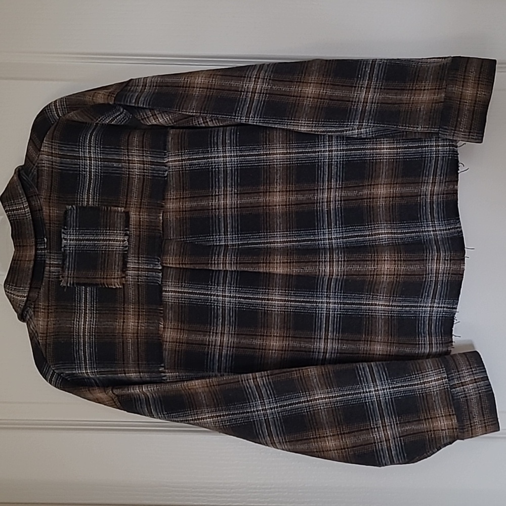 POL Black and Brown Plaid Oversized Pullover Flannel Size S - Picture 5 of 6